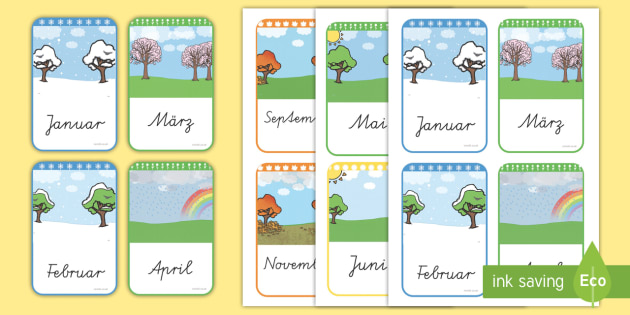 Monatsnamen Wortschatz: Wort- und Bildkarten