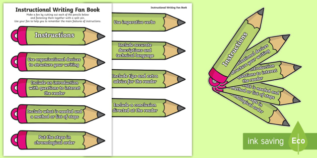 Writing instructions. Write instruction.