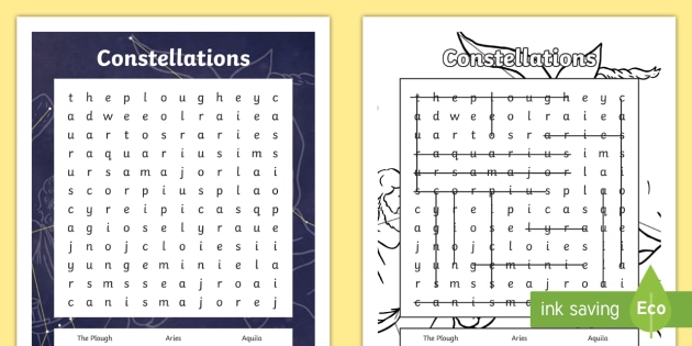 Constellations Word Search (teacher made)