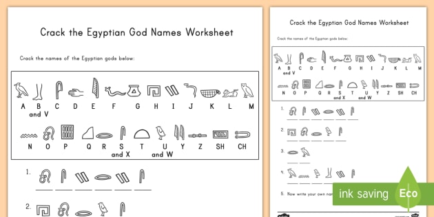 graphic thank letter you organizer Hieroglyphs the Names God Worksheet Crack Egyptian