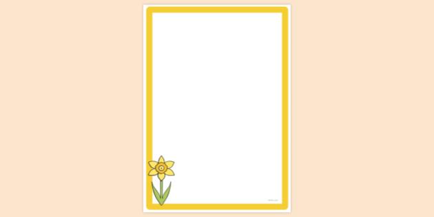 Simple Blank Daffodil Page Border | Page Borders | Twinkl