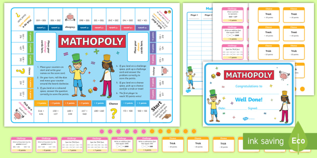 3 Digit Addition Activities | Mathopoly Board Game