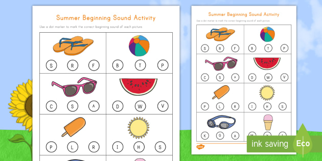 Summer Words Beginning Sounds Worksheet / Worksheet ...