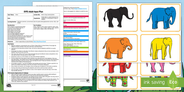 Kindergarten Elmer S Day Listening Game Adult Input Plan And Resource Pack
