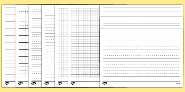 worksheets lines handwriting 4 writing paper, Lined Pack  Template  lined Papers Different