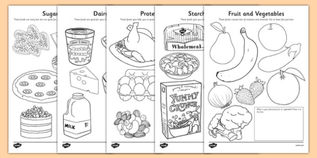 healthy eating colouring sheets teacher made