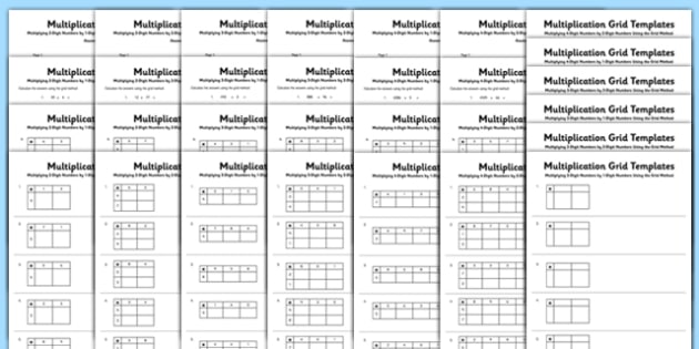 grid method multiplication worksheets maths resources