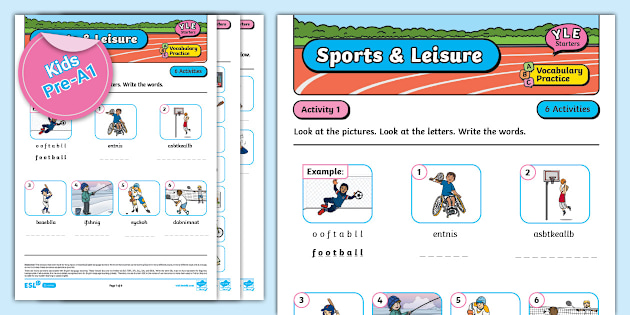 YLE Pre-A1 Starters Vocabulary Sheet - Sports & Leisure
