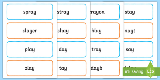 Middle East Phase 5 'ay' Real and Nonsense Word Cards