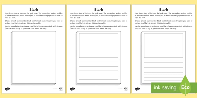 How to Write a Blurb Worksheet (Teacher Made)