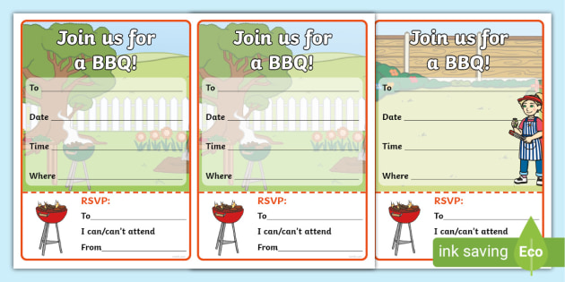 FREE! - BBQ Invitation Template (Editable) (teacher made)