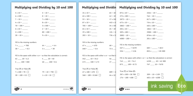 Multiplying By 10 100 And 1000 Worksheets Grade 4 Pdf