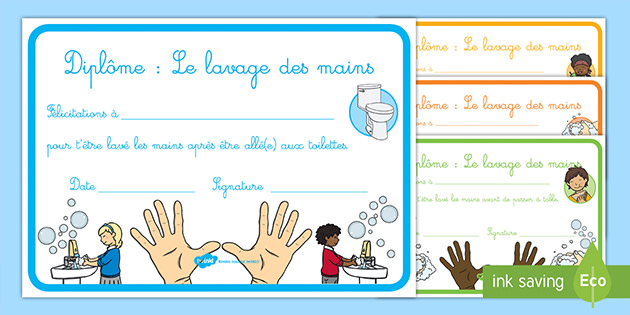 Diplômes : Le lavage des mains (teacher made)