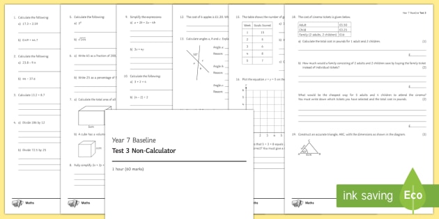 year 7 baseline maths test gold ks3 maths beyond