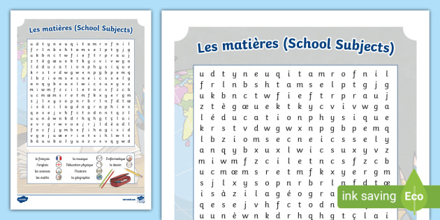 School Subjects Word Search English Teaching Worksheets: School