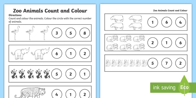 zoo animals counting worksheet worksheet