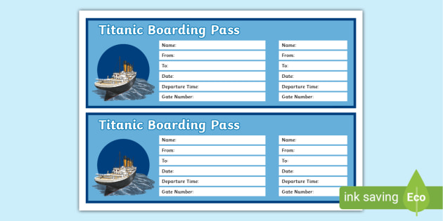 New Editable Titanic Boarding Pass