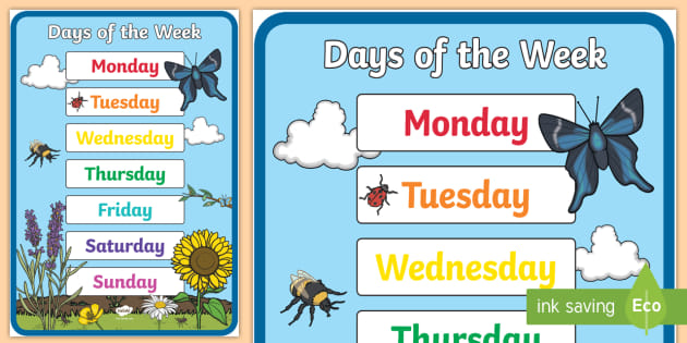 Free Printable Days Of The Week Poster PRINTABLE TEMPLATES