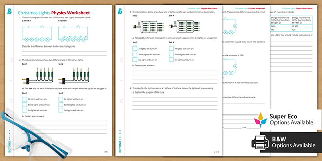 the physics of christmas lights worksheets beyond resource