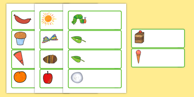 las flashcards de la oruga muy hambrienta