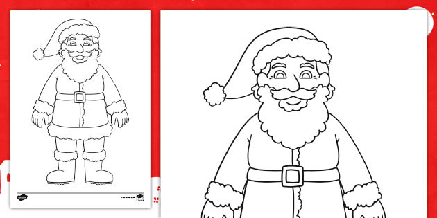Santa Outline Colouring Sheet - Christmas - Parents - Twinkl