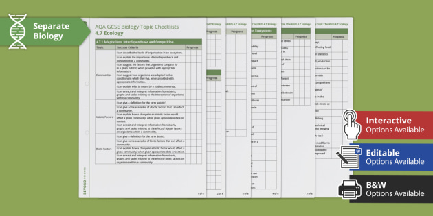 AQA Biology Checklists | twinkl.co.uk