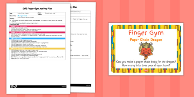 Eyfs Paper Chain Finger Gym Activity Plan And Prompt Card Pack