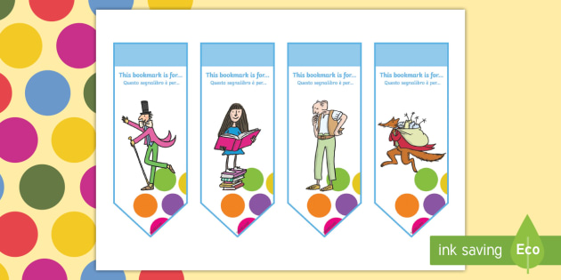 Roald Dahl Bookmarks Englishitalian Roald Dahl Bookmarks