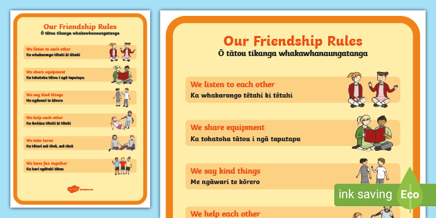 What Is A Friend In Maori Our Friendship Rules A4 Poster our friendship rules a4 poster