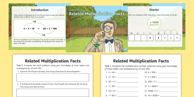 deriving related multiplication facts powerpoint task setter with worksheets