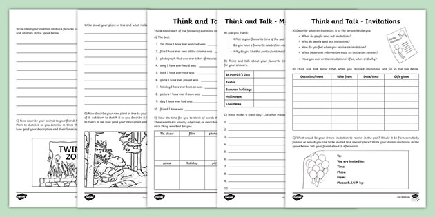 english first second class oral language pack 5 think and talk worksheets