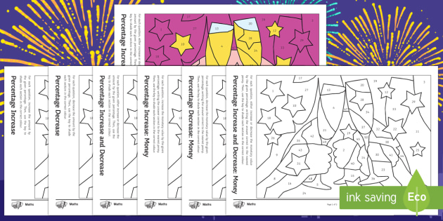 Percentage Increase and Decrease Activity: Colour by Number