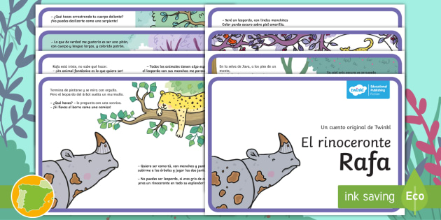 Tarjetas de cuento: El rinoceronte Rafa (teacher made)
