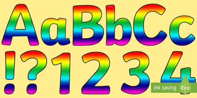 rainbow size editable alphabet display lettering