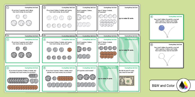 Printable PDF Money Task Cards for Students