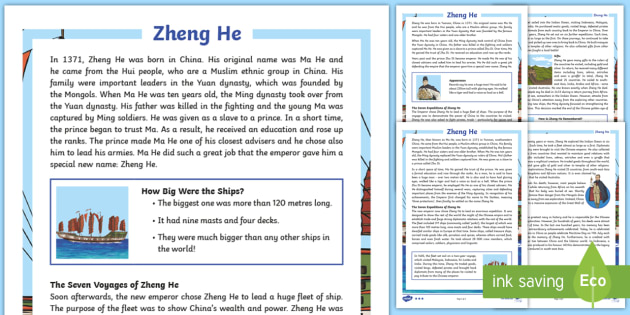 Zheng He Differentiated Fact File (teacher Made)