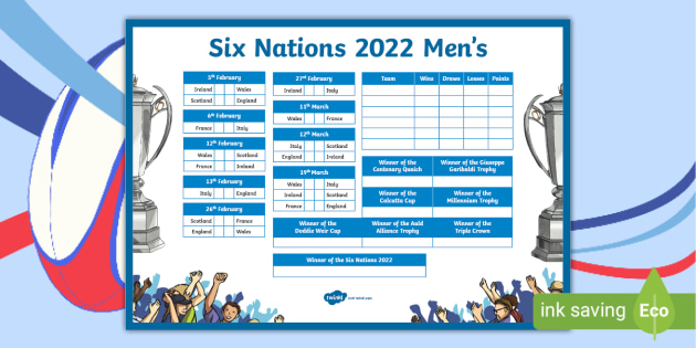 FREE! - CfE Six Nations Rugby Championship 2021 Wall Display Chart
