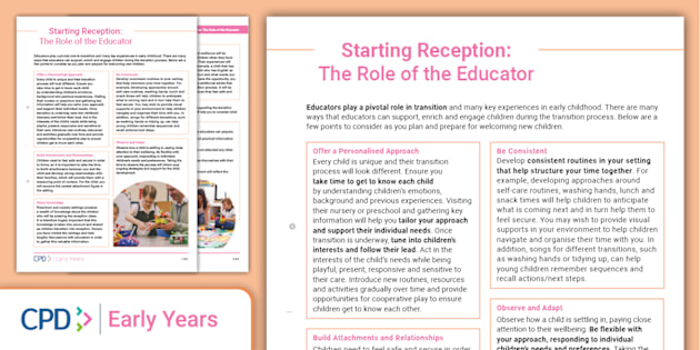 Reception Training Packet DfE launches new excellence in reception course - Twinkl