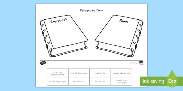 Recognizing Texts Cut and Paste Activity (teacher made)