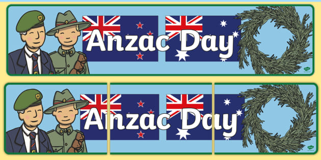 Anzac Day Rosemary Wreath Display Banner Teacher Made