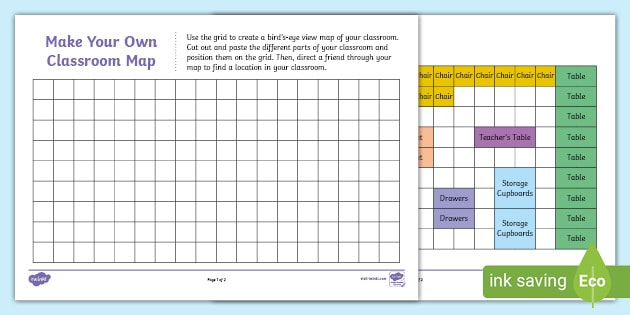 Make Your Own Classroom Map Worksheet (teacher made)