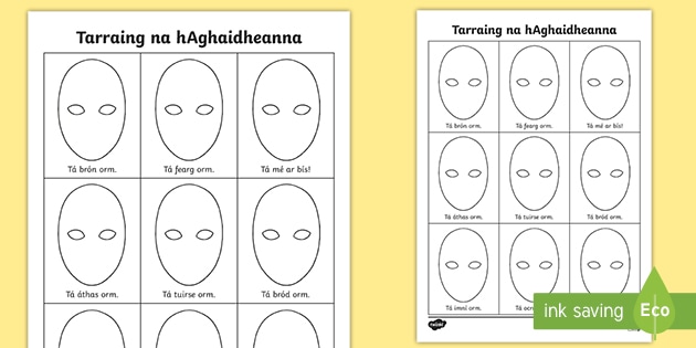 Draw the Feelings Worksheet / Worksheet Gaeilge
