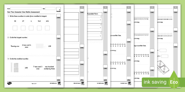 Year Two Semester One Maths Assessment (teacher made)