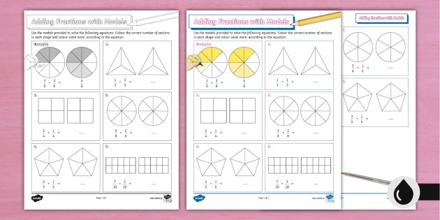 Adding Fractions Pictures Worksheet By Teach Simple
