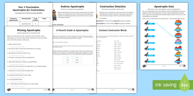 Contraction Apostrophe Booklet - KS1 Primary Resources