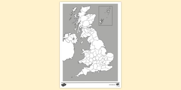 United Kingdom Map with Sheffield Colouring Sheet