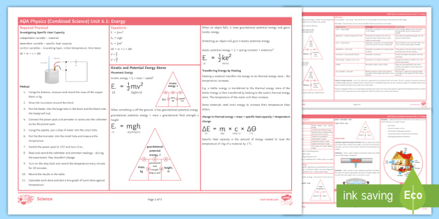 Energy Knowlege Organiser Aqa Physics Beyond