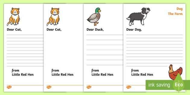 Free Little Red Hen Letter From Hen Writing Template