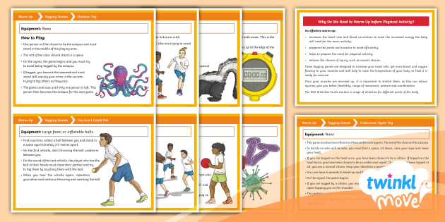 Twinkl Move PE - KS2 Tagging Games Warm-Up Cards