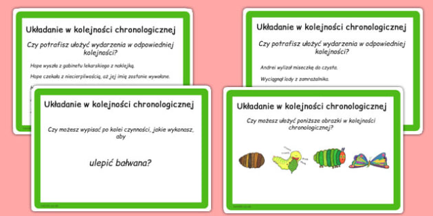 Karty Do Czytania Ze Zrozumieniem Chronologia Po Polsku Lektury